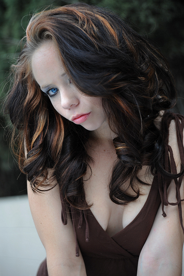 Female model photo shoot of Brook Hovland in Glass Slipper Studio, hair styled by Jason Becker