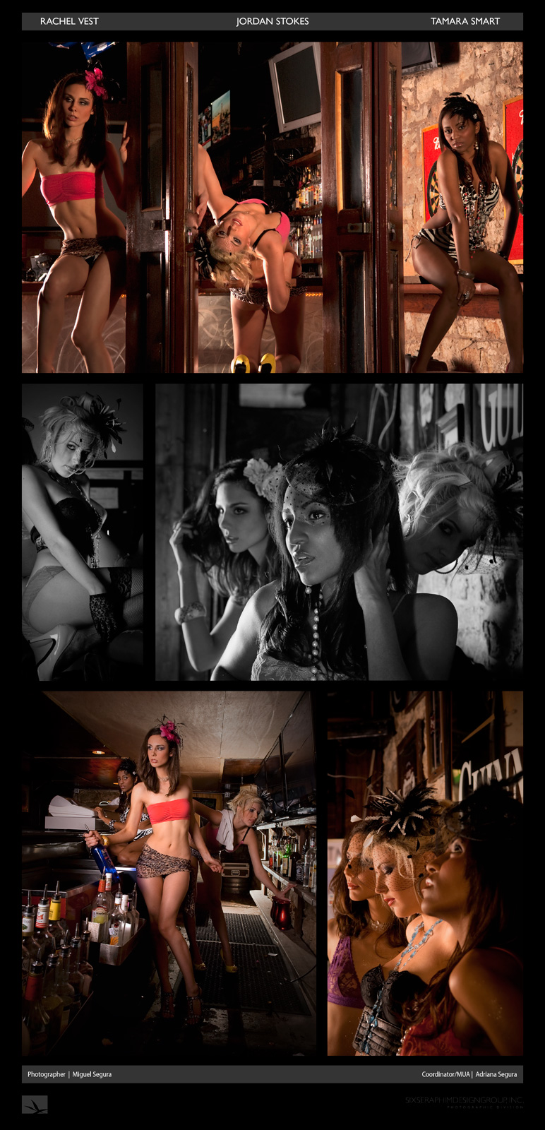Male and Female model photo shoot of Six Seraphim DG, Yen Yang, Rachel Vest and Mara Smart in Touloose Bar