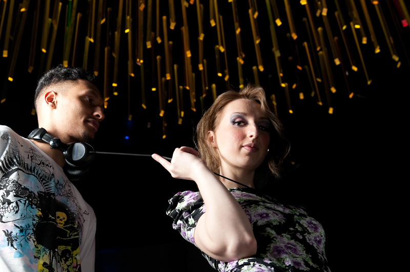 Male and Female model photo shoot of SunnyUK and EM rita in Eclipse Nightclub, Brentwood