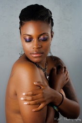 Female model photo shoot of Adele Reid by Keon Blackwell Photography in K&T Warehouse Studio, makeup by Tia Blackwell Beauty