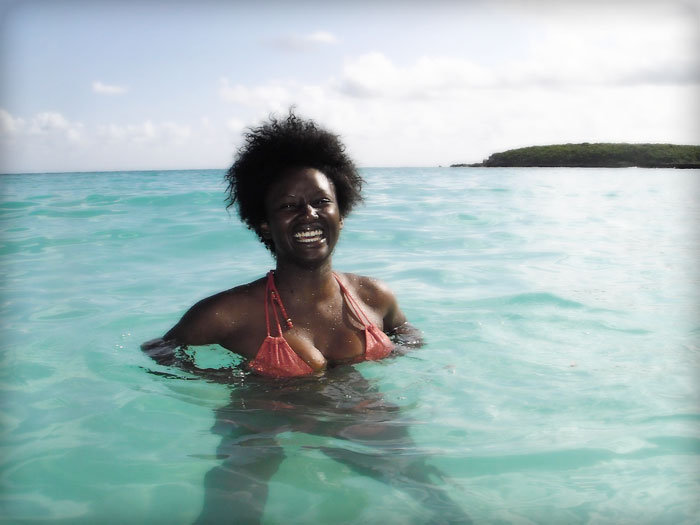 Female model photo shoot of Cordelia Bianca W in Caribbean sea side of Vieques