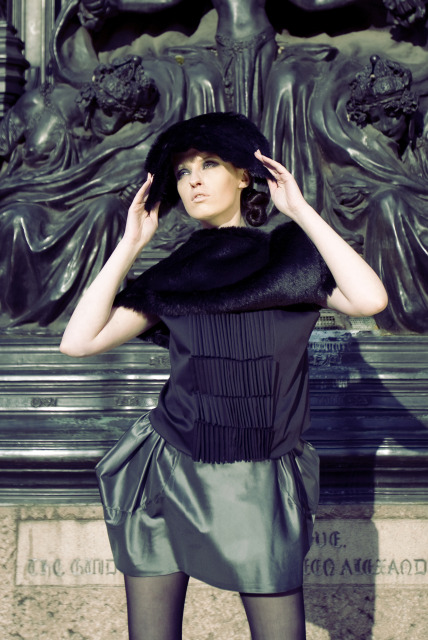 Female model photo shoot of Jenia-Designer and RB12 in London, Westminster, St.James park, Buckingham palace., makeup by cathy Chater
