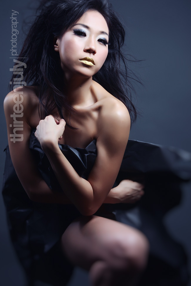 Female model photo shoot of Davina Goh by Edd Zack in Thirteenjuly Photography studios, London, makeup by Luke Stephens