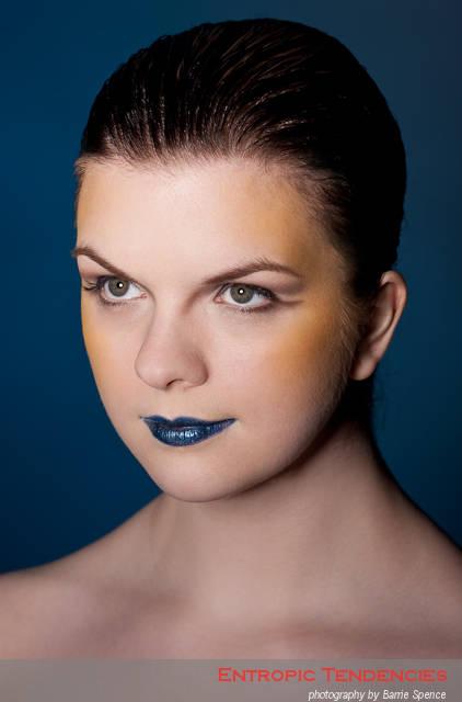 Female model photo shoot of SB Make-Up and -Miel- by Barrie Spence in Entropic Tenencies Studio, makeup by SB Make-Up