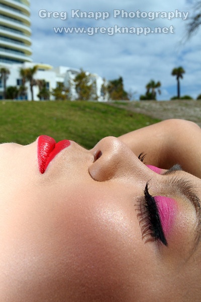Male and Female model photo shoot of Greg Knapp and oyoyoe in South Beach Miami, makeup by Dunia Rivero Makeup