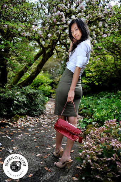 Female model photo shoot of Chau Nguyen in Elk Rock Garden Lake Oswego, OR