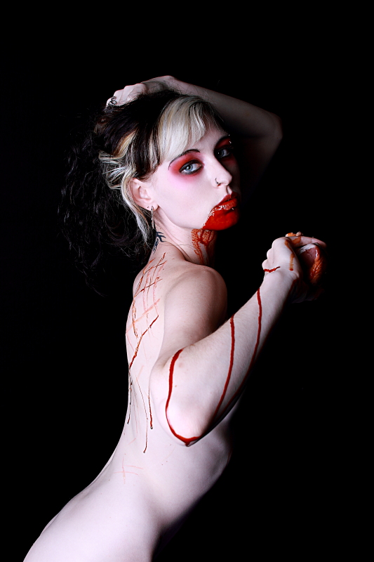 Female model photo shoot of Mythically Made-up and Xanthe X by Mythical Ink Blots
