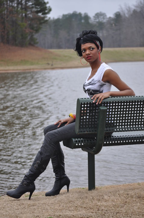 Female model photo shoot of Jonielle Monet by Marion Frank , hair styled by Darlene Smith