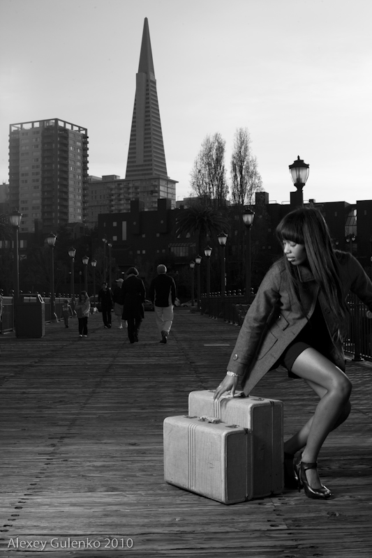Female model photo shoot of Stylings by HM and The Model Shai by Alexey Gulenko in Pier 5, San Franncisco