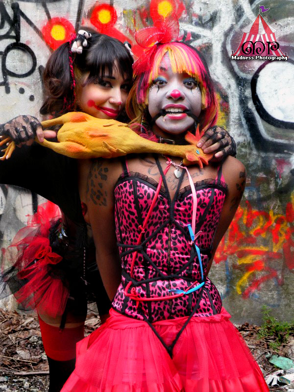 Female model photo shoot of Princess PiiNk and MacheteLatte by Madness Photography