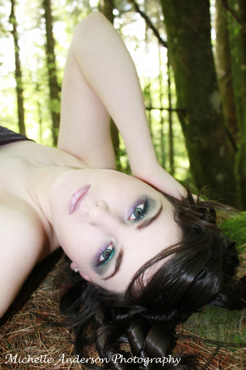 Female model photo shoot of MichelleAnderson Makeup in Ballisodare Forest,Sligo