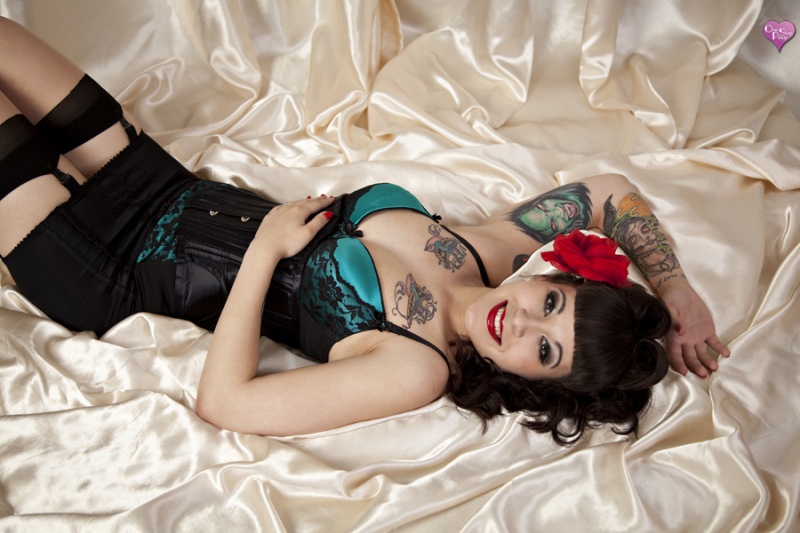 Female model photo shoot of Desiree Zombie by One Stop Pinup in Virginia Beach, VA, makeup by Deanna Marie Muah