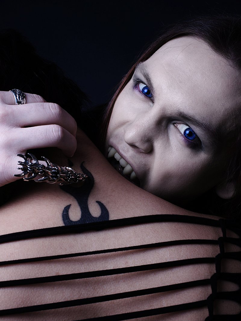 Male and Female model photo shoot of Razor-G and Meraness by Louise Cantwell in Glasgow, Scotland, makeup by Illusion Controlled