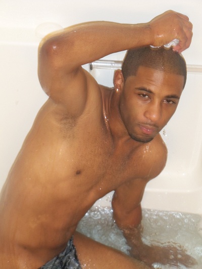Male model photo shoot of Jerome J Holt in Bathroom in Hotel in NYC