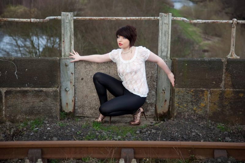 Female model photo shoot of Xixi Lain in witton le wear railway