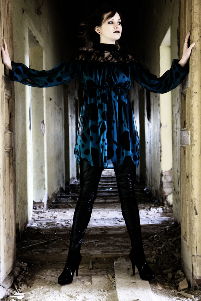 Female model photo shoot of Night_queen in old manor house in KÄdainiai