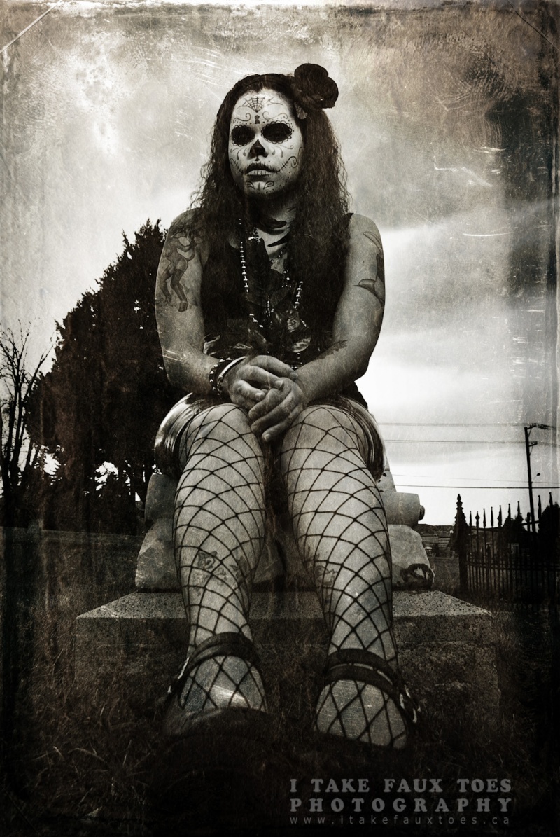 Female model photo shoot of Ebony Blutengel by Adrian St Onge in Cemetery, where else?