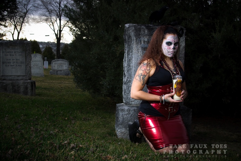 Female model photo shoot of Ebony Blutengel by Adrian St Onge in Cemetery, where else?
