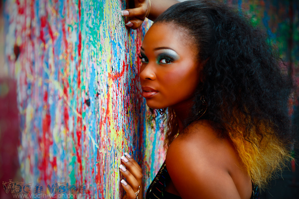 Female model photo shoot of kim paige by Vibe N Vision in los angeles,ca, makeup by Maggalicious Me