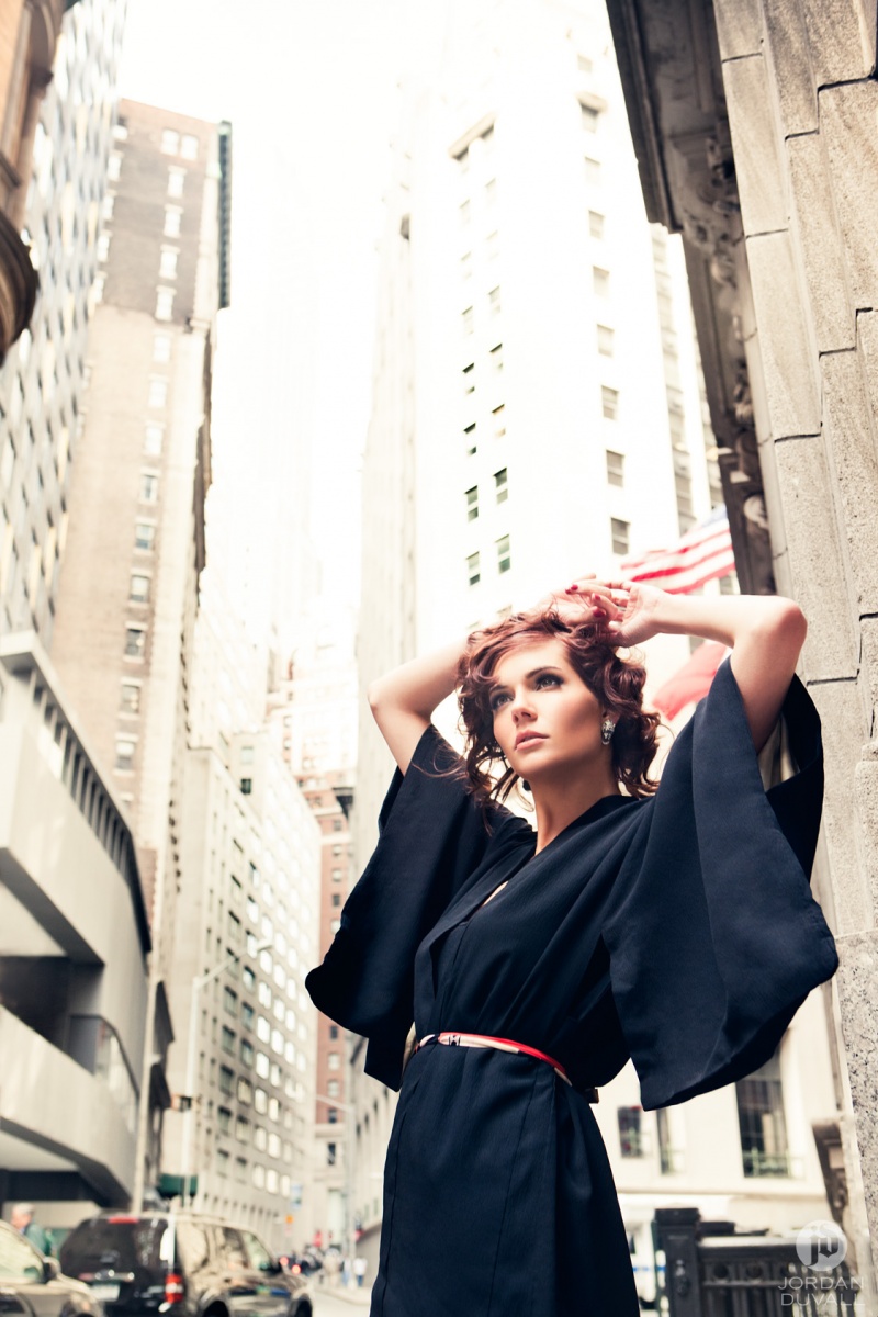 Female model photo shoot of Natalie Thomas MUA in Financial District NYC, hair styled by Hair by Dnise