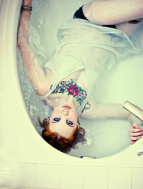 Female model photo shoot of Just Mica in my bath tub