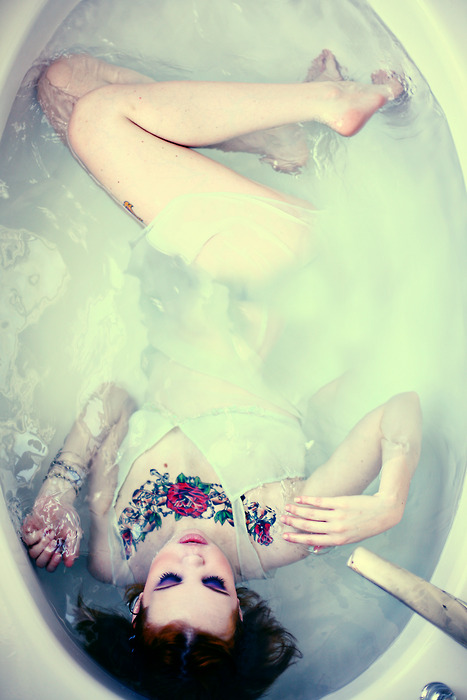 Female model photo shoot of Just Mica in my bath tub