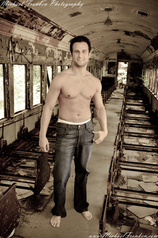 Male model photo shoot of M F Photography and Rich Servillo in Abandoned Railroad Car - Lambertville, New Jersey