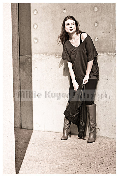 Female model photo shoot of Millie Kuyer in Library Square, Vancouver