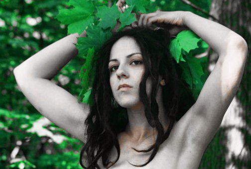 Female model photo shoot of Wood Nymph