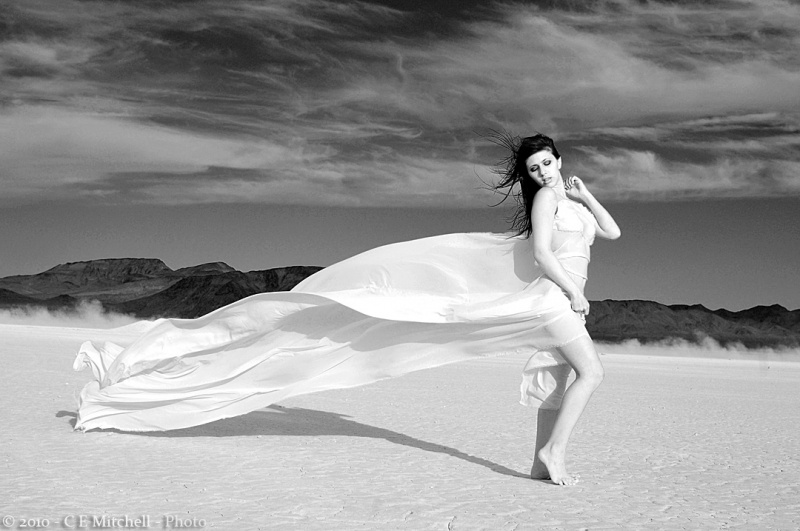 Female model photo shoot of Gina Barone  in Dry Lake bed