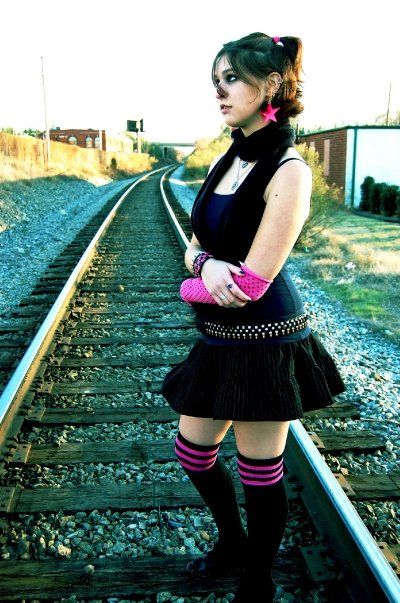 Female model photo shoot of Kat Klak by Emma Hill Photography in Central Ave. Railroad Tracks