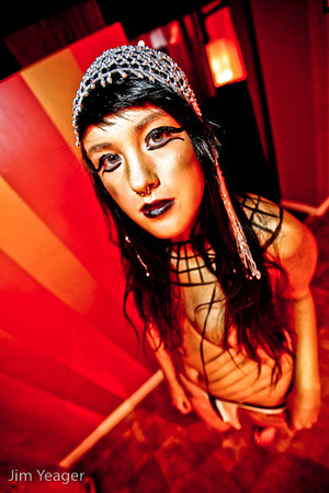 Female model photo shoot of Katrina Fox by James Yeager in Club Sesso PDX, makeup by Matt Huntley
