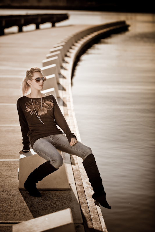 Female model photo shoot of Megan Webber in Docklands - Melbourne
