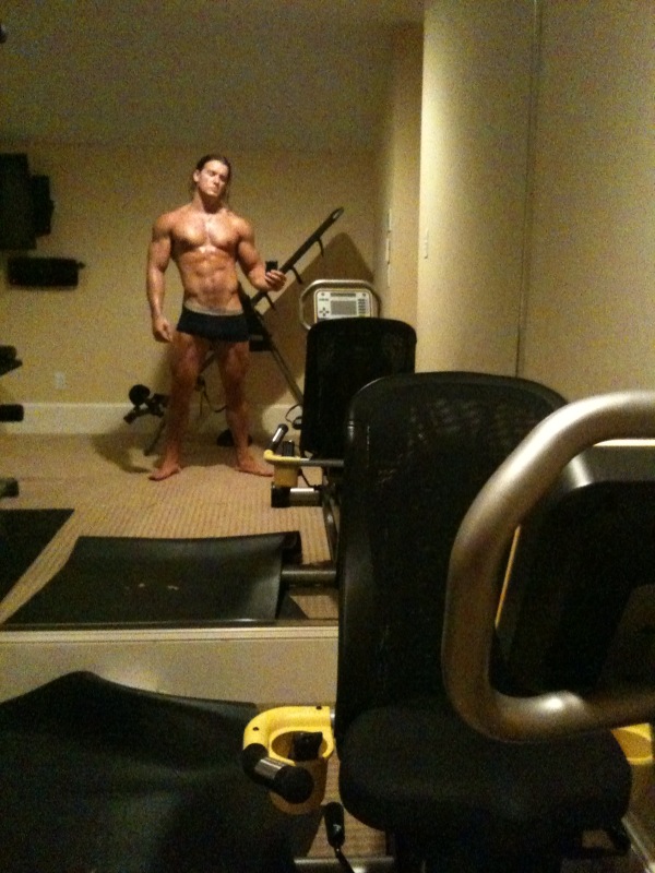 Male model photo shoot of TONER in Old home gym