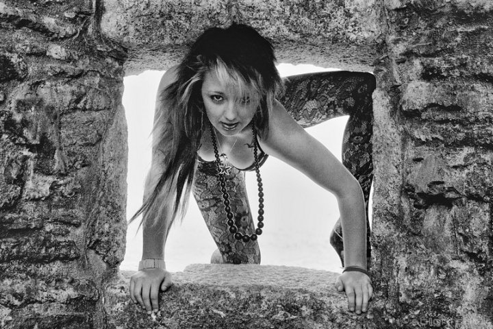 Female model photo shoot of Bexii Katherine Rose in piont castle Falmouth