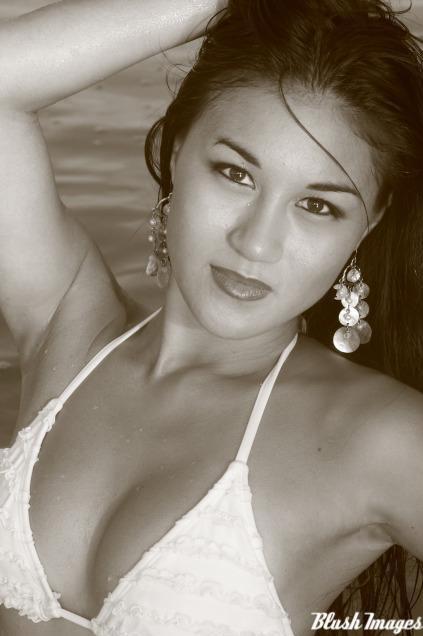Female model photo shoot of Kalei Moritsugu in Wailua Beach, Kaua'i