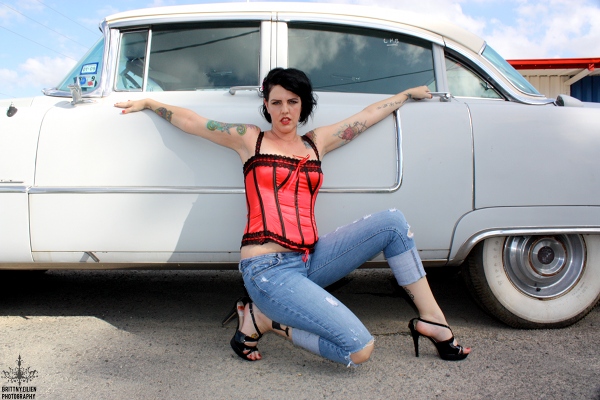 Female model photo shoot of Candy Girl Studios in Classic Car Consignment