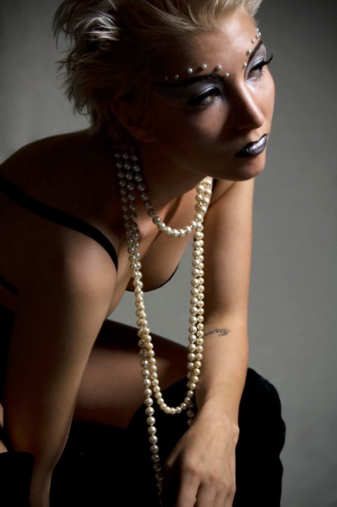 Female model photo shoot of Kaci Steele by Margo Moriarty in Studio, makeup by Jennifer J Jackson
