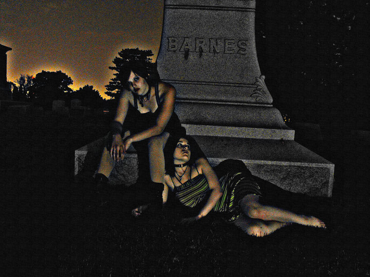 Female model photo shoot of Katy Lisa and Lidda Nit by Fake Mud Productions in Mount Hope Cemetary