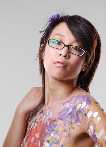 Female model photo shoot of Kat Tse, body painted by Pintor