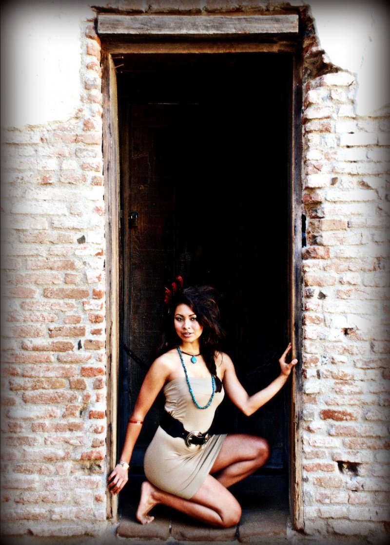 Female model photo shoot of YFM Photography in Mission San Juan Capistrano, hair styled by Ashley Gannon - Hair, makeup by Ashley Gannon - Makeup