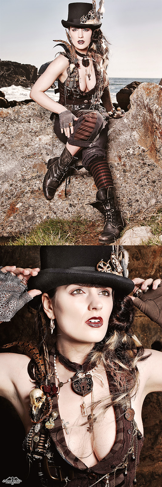 Female model photo shoot of Black Lotus Clothing and Vampireleniore by Danger Ninja, makeup by CoutureWhore