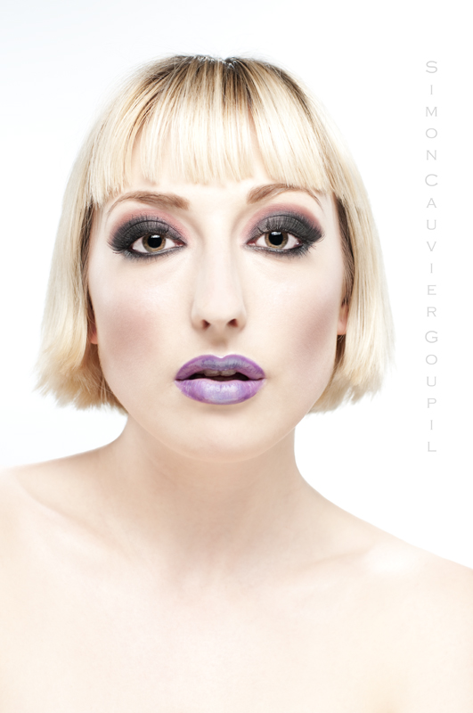 Female model photo shoot of MontrealMakeupArtist by Simon Cauvier Goupil in studio