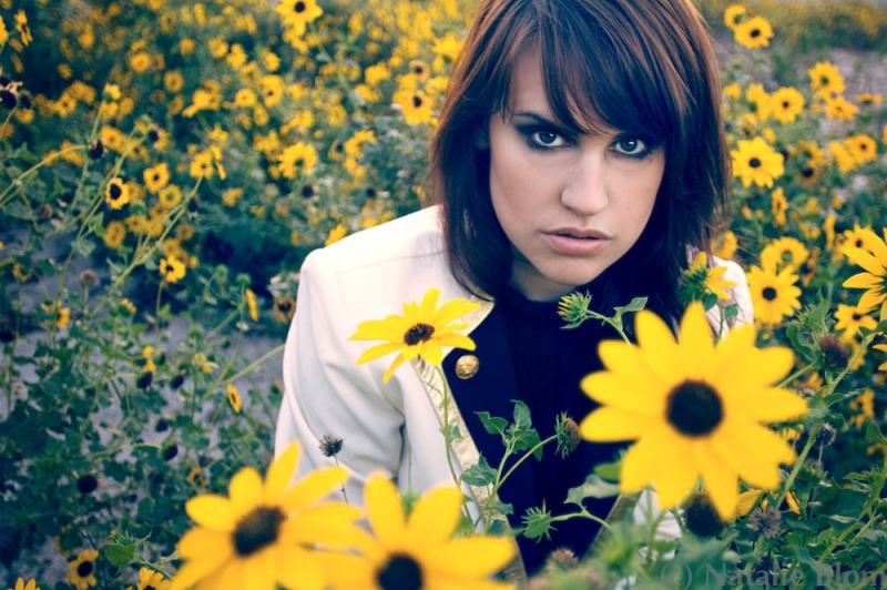 Female model photo shoot of Alexx Ainley and Elle J Hobson by Natalie of 14th Frame in Field of Sunflowers