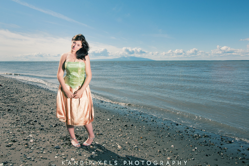 Female model photo shoot of KandiPixels Photography in Mt. Susitna in the background