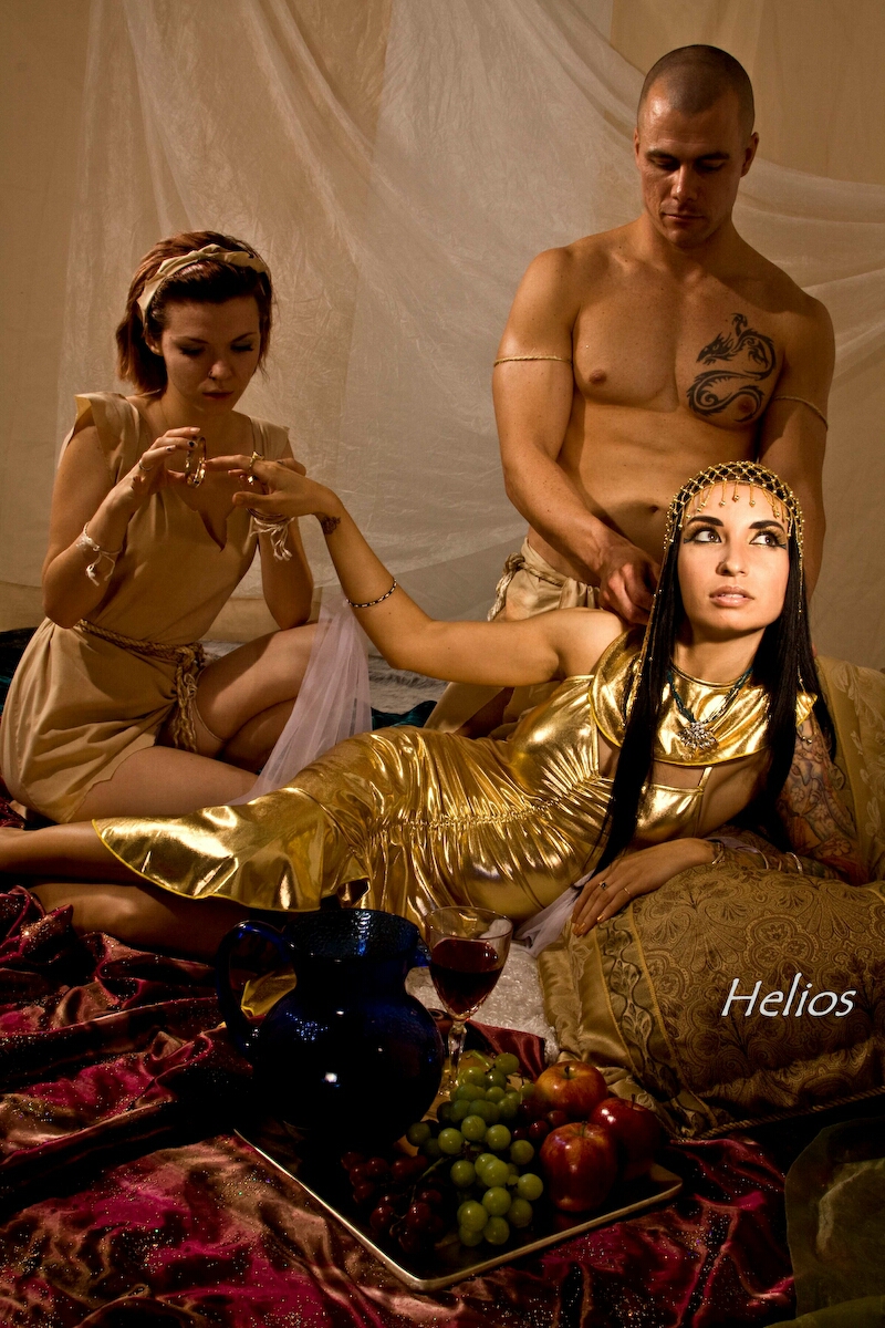 Male and Female model photo shoot of Helios Photo, Jenasis, Darren L and retiredmodel in Studio