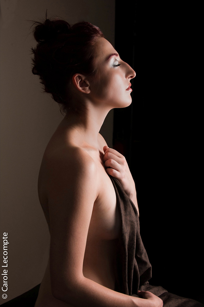 Female model photo shoot of Carole Lecompte in My studio, makeup by MontrealMakeupArtist