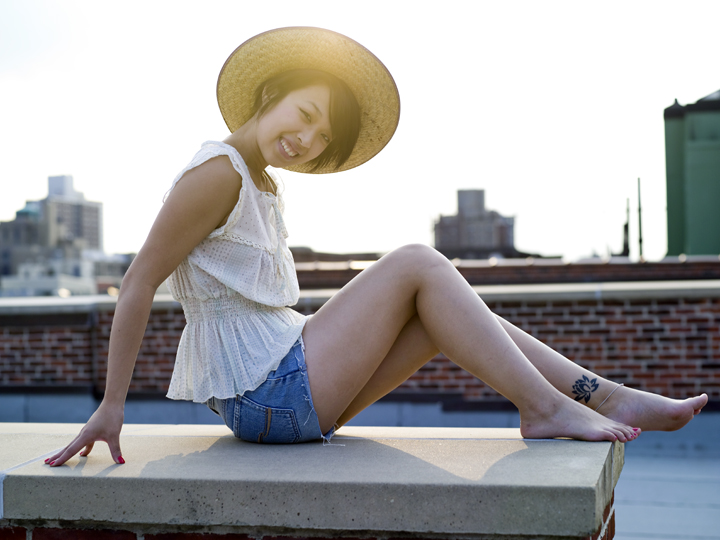 Female model photo shoot of Kat Tse by TAA Photo in Manhattan rooftop
