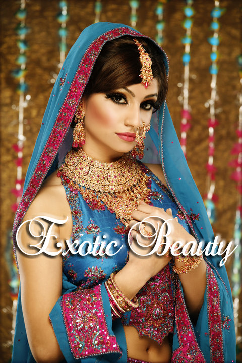 Female model photo shoot of MeeraM and exotic beauty make-up