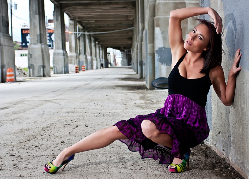 Female model photo shoot of LacyK by Michael Neidig in 12th Street Bridge